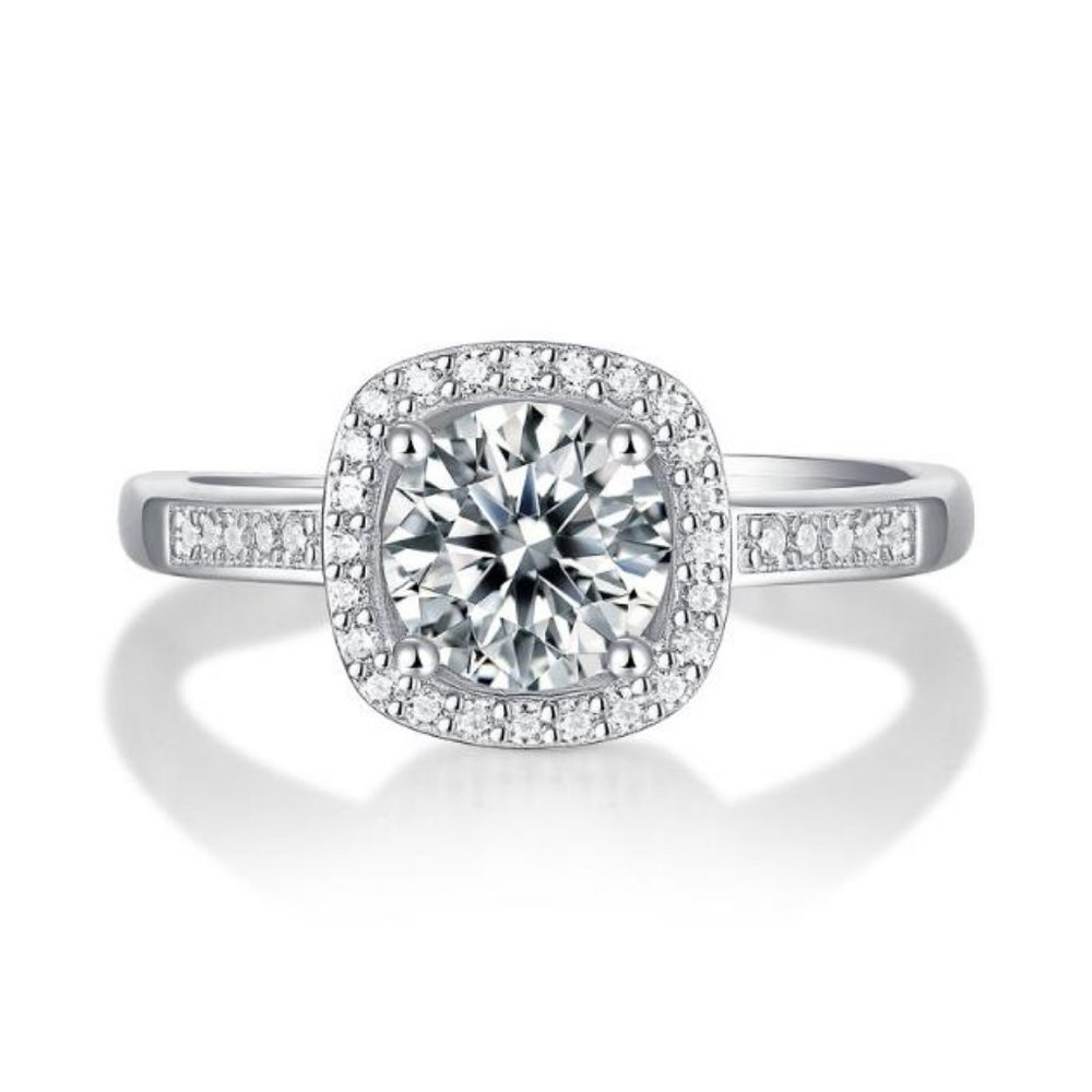 Certified 1ct. t.w. Diamond Moissanite Halo Engagement Ring NEW C - Picture 5 of 5